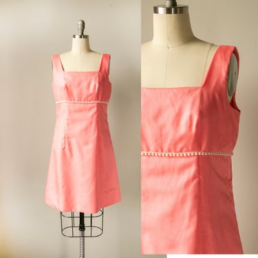1960s Dress Electric Pink Organdy M / S 