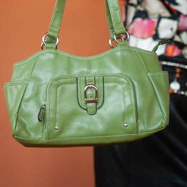 Y2k Lime Green Leather Buckle Bag