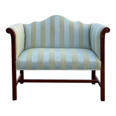 Southwood Furniture Striped Camelback Chippendale Settee 