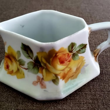 Vintage German porcelain Creamer Yellow Rose Dishes 