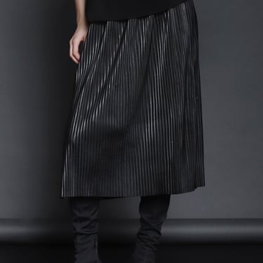 Pleated Faux Leather Skirt