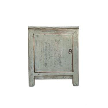 Oriental Distressed Light Gray 1 Door End Table Nightstand Chest ws4444E 