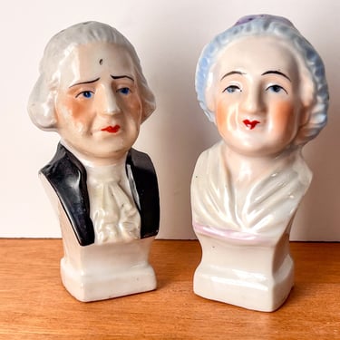 Pair of George and Martha Washington Bust Salt and Pepper Shakers. 