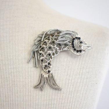 1960s Silver Fish Fringe Brooch/Pendant 