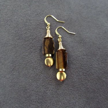 Tiger's eye and gold earrings 