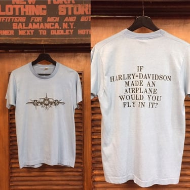Vintage 1980’s Harley Davidson Airplane Tee, Vintage T Shirt, Vintage Motorcycle, 80’s Style, Vintage Graphic Tee, Tube Shirt, Vintage Cloth 