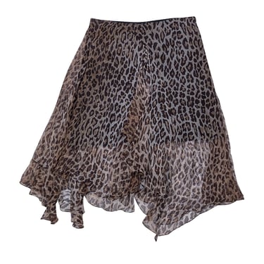 Dolce & Gabbana - Leopard Print Chiffon Ruffle Mini Skirt Sz 2