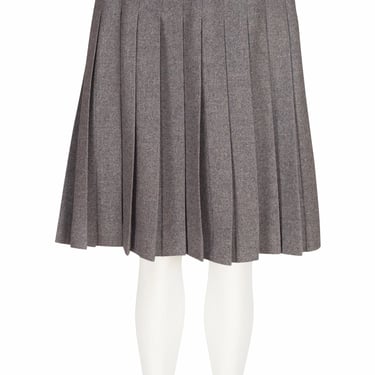 Valentino 1970s Vintage Gray Wool Pleated Knee-Length Skirt Sz S M 