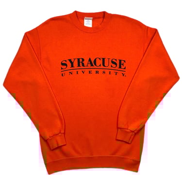 Vintage 90s Syracuse University Orange Made in USA Collegiate Crewneck Sweatshirt Pullover Size Large/XL 