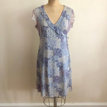 Lavender Patchwork Print Mesh Dress - 1990s 