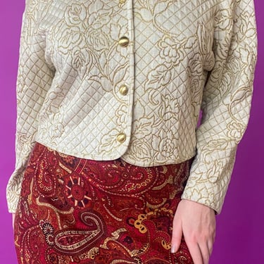 1980s Sparkly Embroidered Beige Jacket sz. L/XL