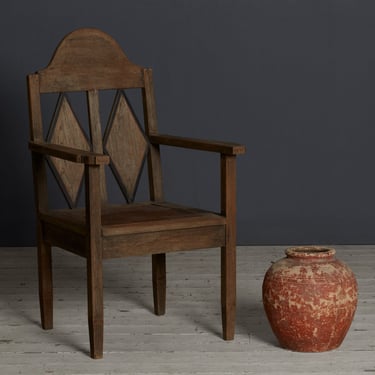 19th Century Dutch Colonial Diamond Back Teak Chair from Java