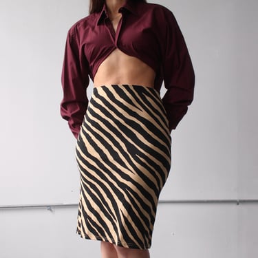 90s Slinky Tiger Print Skirt - W26