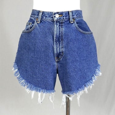 Vintage Gap Cut Off Jean Shorts - 29" or a snug 30" waist - Uneven Fraying Hems - Blue Cotton Denim - Vintage Y2K - M 