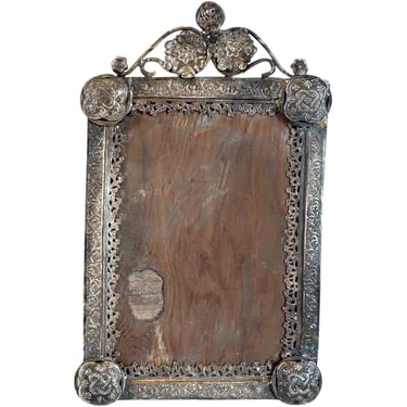 1848 Early Antique Small Indo-Portuguese Silver Mounted Frame. Colonial Goa. Photo or Mirror. 