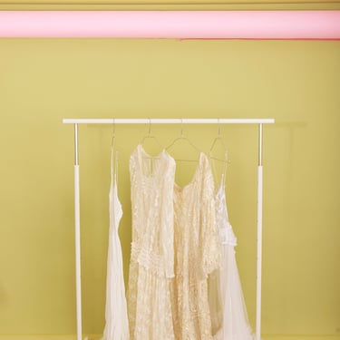 Vintage 4 Piece Beige White Lace Dress Slip Lingerie Lot 50s 60s 70s Clothing Bundle 