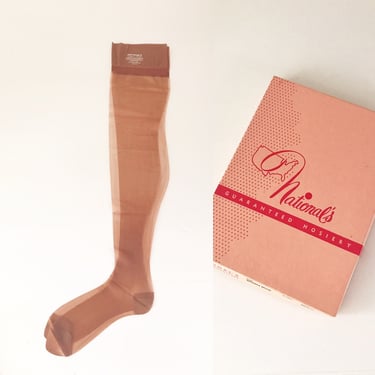 1950s Midcentury National's Seamless Stockings in Brown Beige size 10 1/2 Medium 
