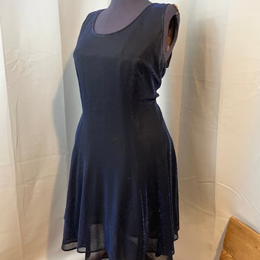 1990s Vintage Mini Dress Blue Black Sparkle Prom Grunge Skater L XL 