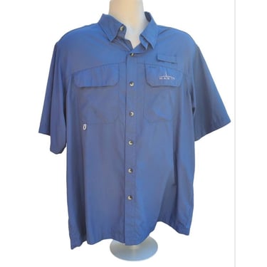 Habit Short Sleeve 30+ Solar Factor Golf Fishing Sport Shirt Blue Lightweight L 