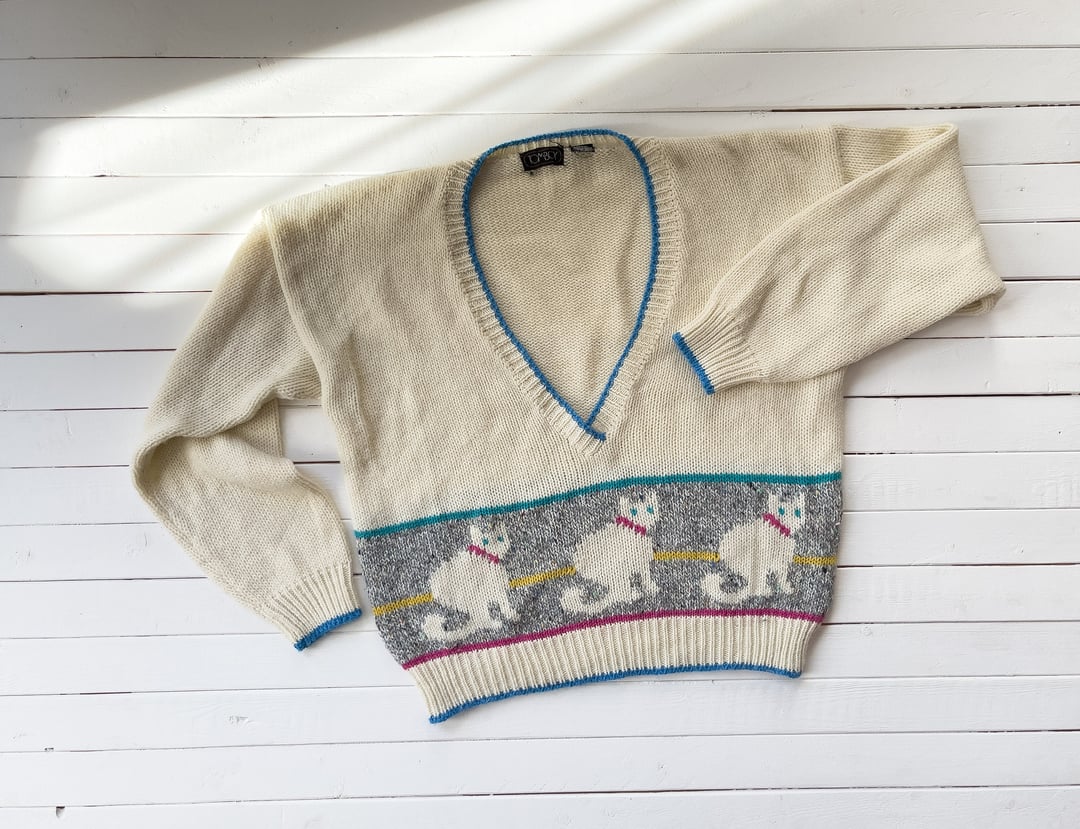 80s cat sweater best sale