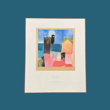 Vintage Paul Klee Print 1980s Retro Size 28x23 Contemporary + Mondaufgang + Moonrise + Colorful Abstract Art + Wood Box Frame + Home Decor 