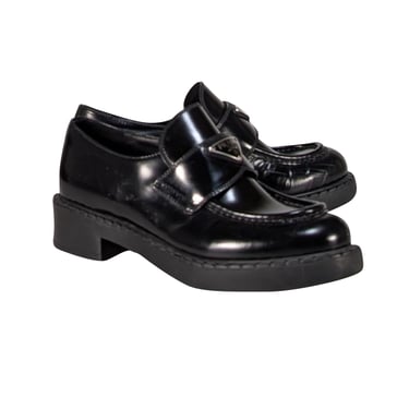 Prada - Black Leather Low Platform Loafers Sz 8