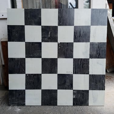 Wood Cafe Table Top with Checkerboard Pattern 0.75 x 24 x 24