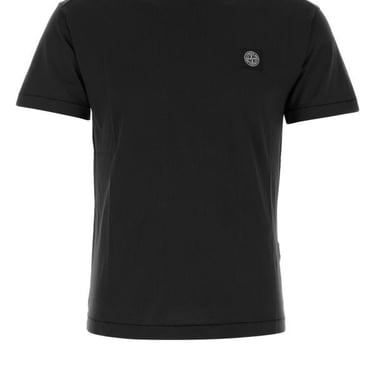 Stone Island Man Black Cotton T-Shirt