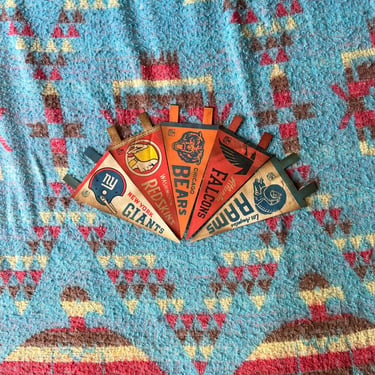 Vintage Lot of 5 NFL Pennants Atlanta Washington NY LA Chicago 