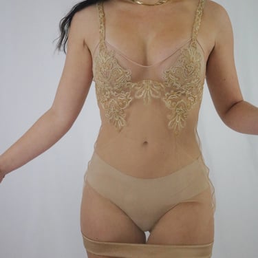 Golden La Perla Silk Slip Dress (XS/S) 