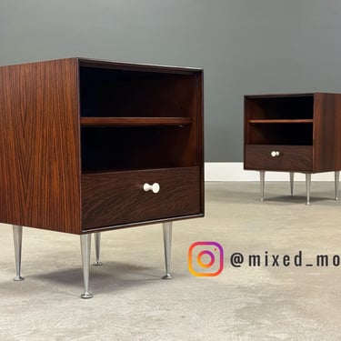 Refinished Rosewood George Nelson Thin Edge Nightstands - A Pair 