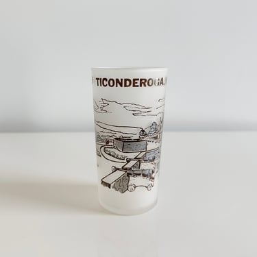 Vintage Frosted Souvenir Drinking Glasses: Fort Ticonderoga South Platform 