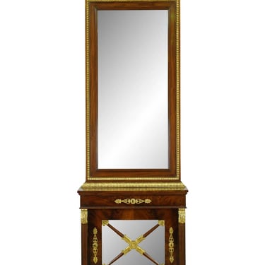 Antique French Empire Mahogany Gilt Brass Pier Mirror