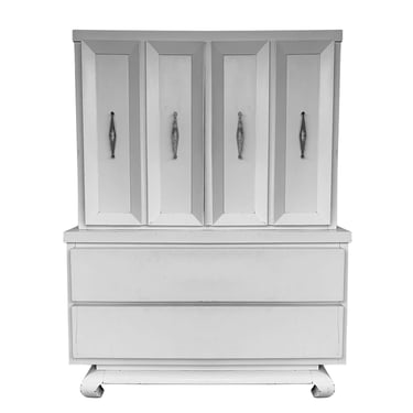 Vintage American of Martinsville White Highboy Dresser Asian Style Ming Base 