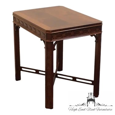 HIGH END Traditional Chippendale Style Banded Mahogany 27" Accent End Table 