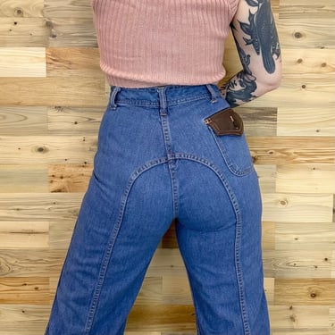 70's Vintage Saddleback Bell Bottom Jeans / Size 28 29 