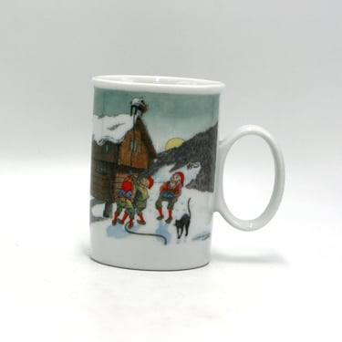 vintage Porsgrund Nesse with Cat Coffee mug made in Norway 