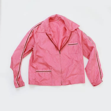 50s windbreaker | Vintage 50s pink striped windbreaker jacket 