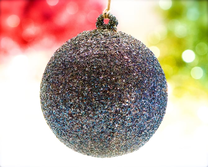 VINTAGE: Hand Blown Ornament - Silver Glitter Glass Ornament - Christmas - SKU 30-405-00033229 