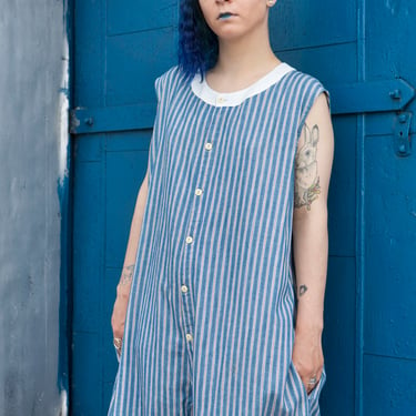 Japanese Indigo Selvedge Night Rompers w/white button