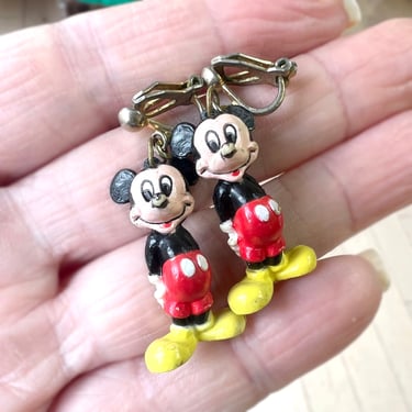 Vintage DISNEY Mickey Mouse Earrings, Vintage Earrings for Girls, Clip On Disneyland Earrings, Mickey Mouse Earrings, Gift for Her, Y2k 