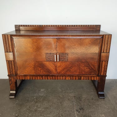 1930s Art Deco Tiger Oak Wood Buffet Cabinet Antique 