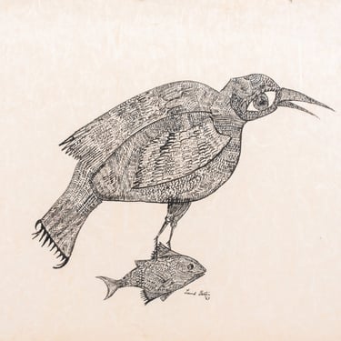 Leonard Barton &quot;Bird of Prey&quot; Ink on Paper
