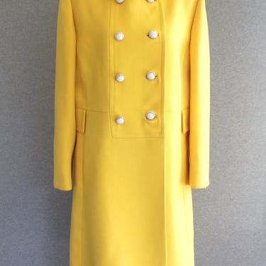 1960s - Yellow - Wool - Mid Century Modern - Jackie O - Coat - by Henry Fredericks , Hengerer's - Brittany 