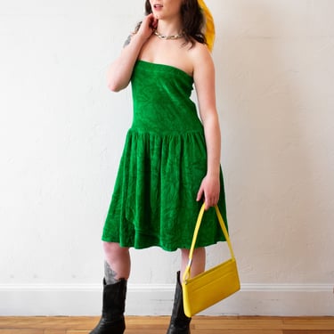 Vintage Sonia Rykiel Green Velour Convertible Dress/Skirt S/M