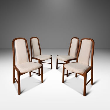Rare Set of Four (4) Mid-Century Modern Dining Chairs in Teak & Bouclé by Benny Linden, Singapore, c. 1970's 