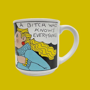 Vintage Novelty Mug Retro 1990s Recycled Paper Products + Woman with PMS has ESP? + Ceramic + Womens Humor + Coffee or Tea + Kitchen + Korea 