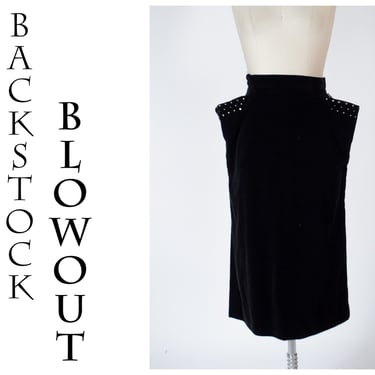 4 Day Backstock SALE - Medium - Saucy Cotton Velveteen Skirt with Rhinestones - Item #35 