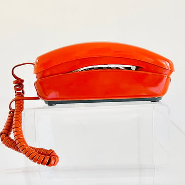Vintage 1980s Retro MOD Orange Trimline Bell System Western Electric Phone Telephone 