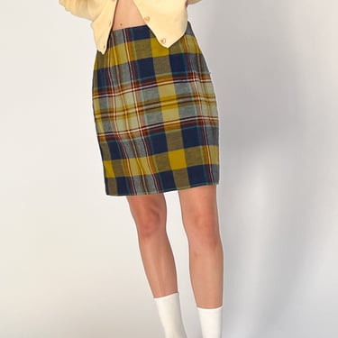 Fall Plaid Wool Skirt (M)